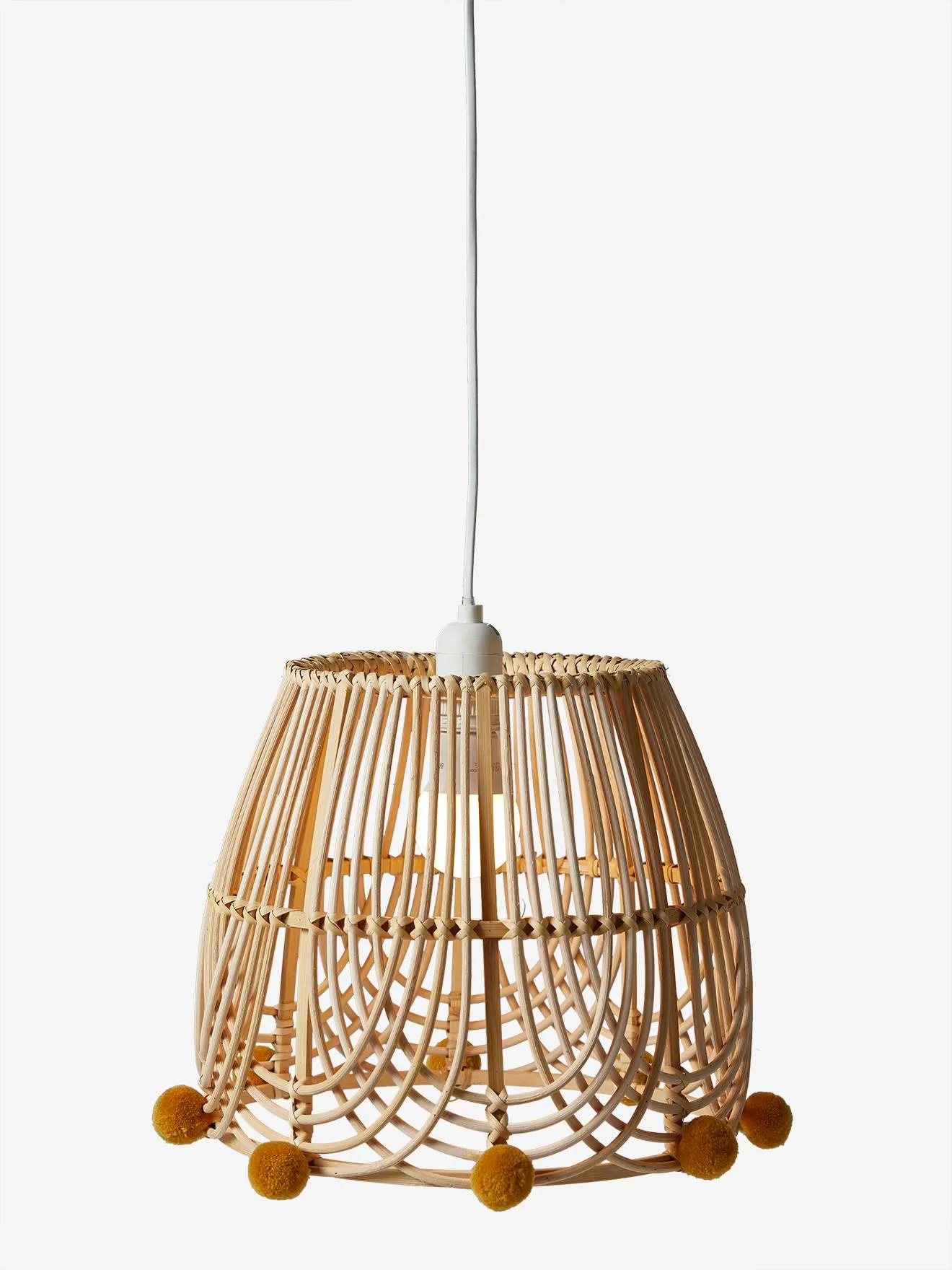 Abat-jour pour suspension pompons en rotin marron - Vertbaudet