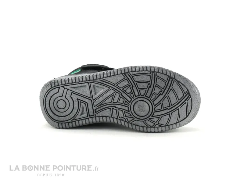 Achat chaussures Kickers Enfant Basket, vente Kickers LOHAN 739362-10 - Basket montante fille noir brillant - 3 velcros