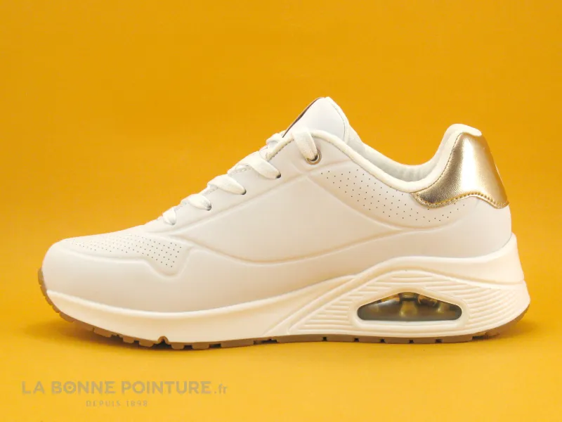 Achat chaussures Skechers Femme Basket, vente Skechers 177094 Uno Golden air - White - Basket basse blanche - Femme