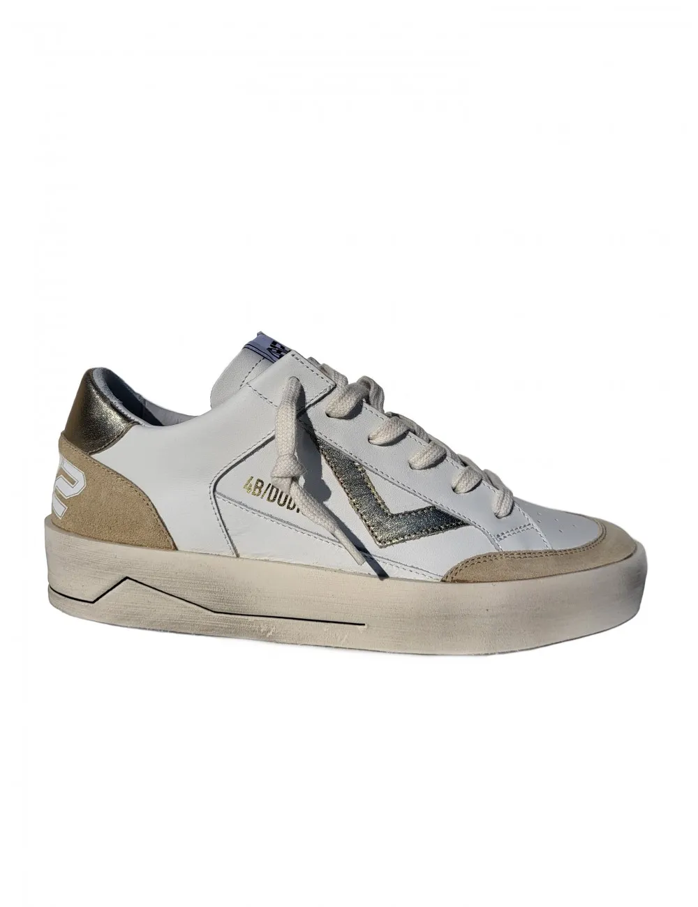 Basket femme en cuir de veau blanc 4B12-ARTHUR Chaussures