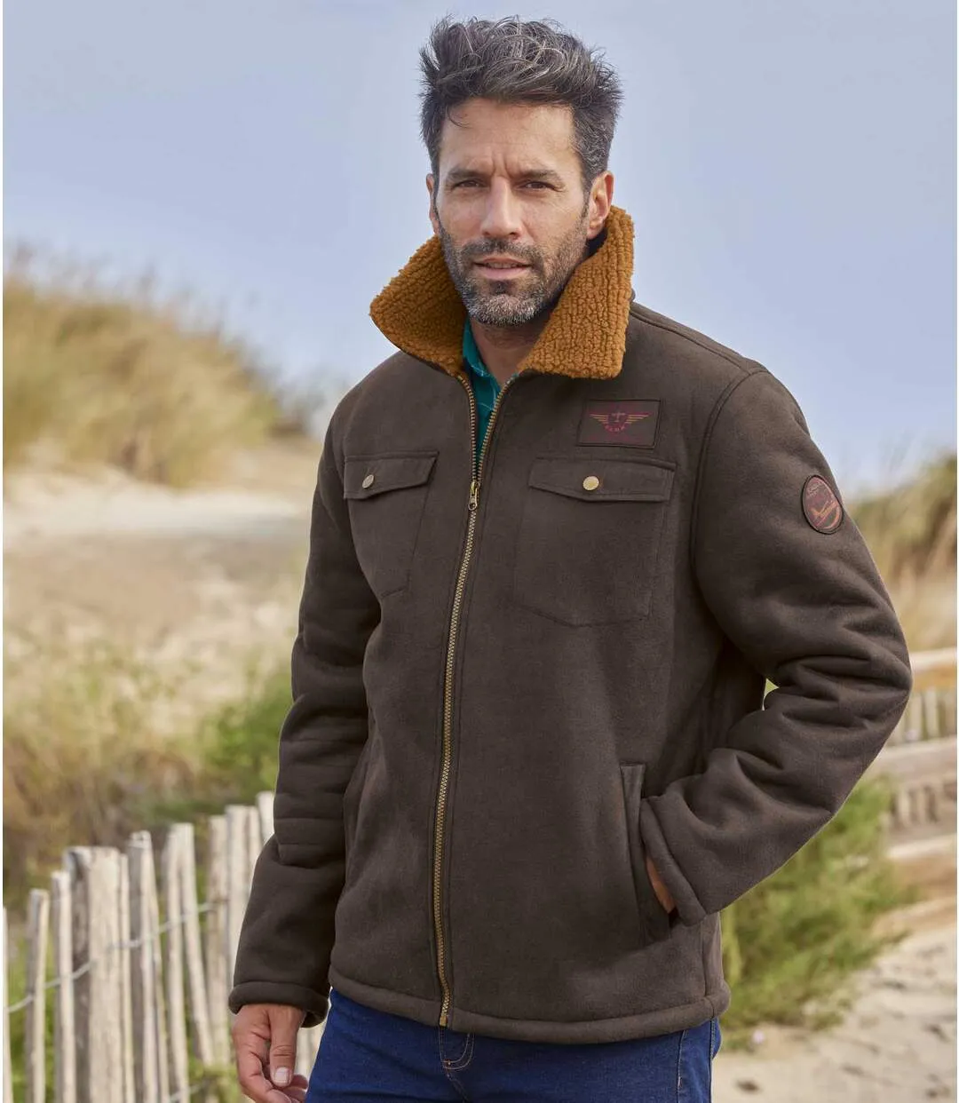 Blouson Aviateur en Suédine Fourré Sherpa