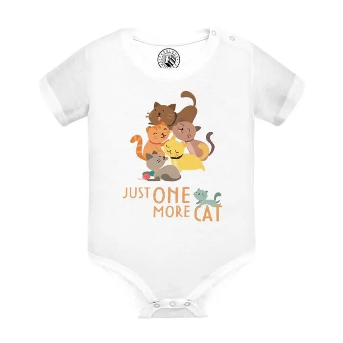 Body Bébé Manche Courte Blanc Just One More Cat Chat Chaton Illustration Dessin