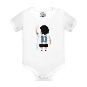 Body Bébé Manche Courte Blanc Maradona 10 Dessin Argentine Football