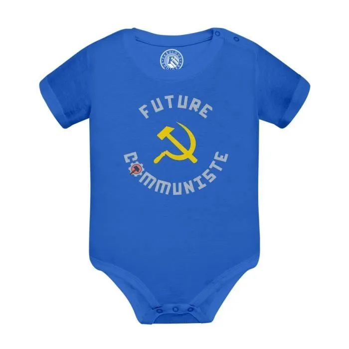 Body Bébé Manche Courte Bleu Futur Communiste Politique Humour Avenir