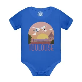 Body Bébé Manche Courte Bleu Toulouse Paysage Avion Ville France Voyage