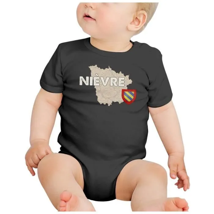 Body Bébé Manche Courte Noir Nièvre 58 Département Nevers Carte Ancienne Rare