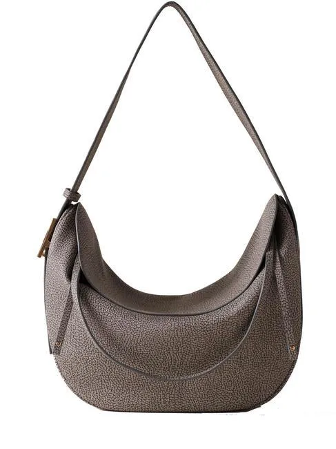 Borbonese Nueve Coated  Sac D'épaule Gris Argile - Achetez À Prix Outlet!