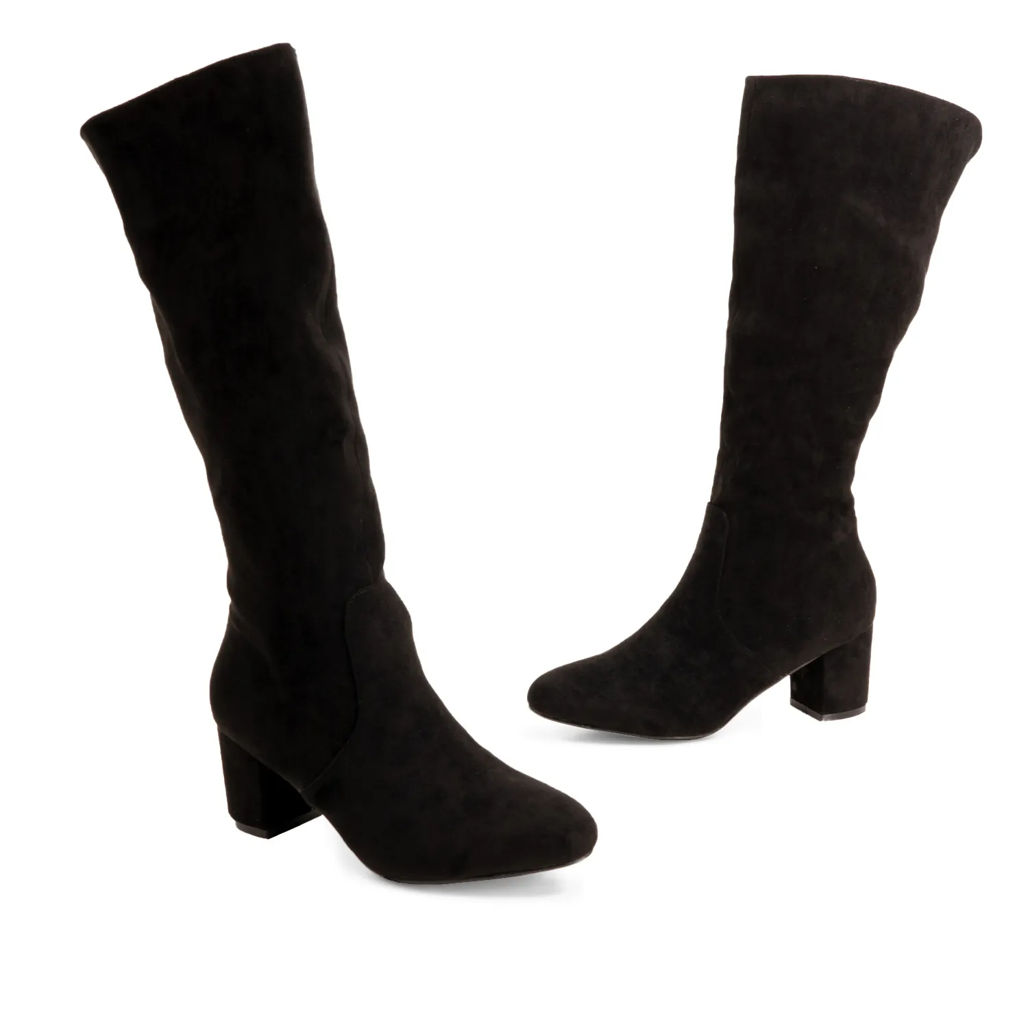 Bottes talons en suédine noir