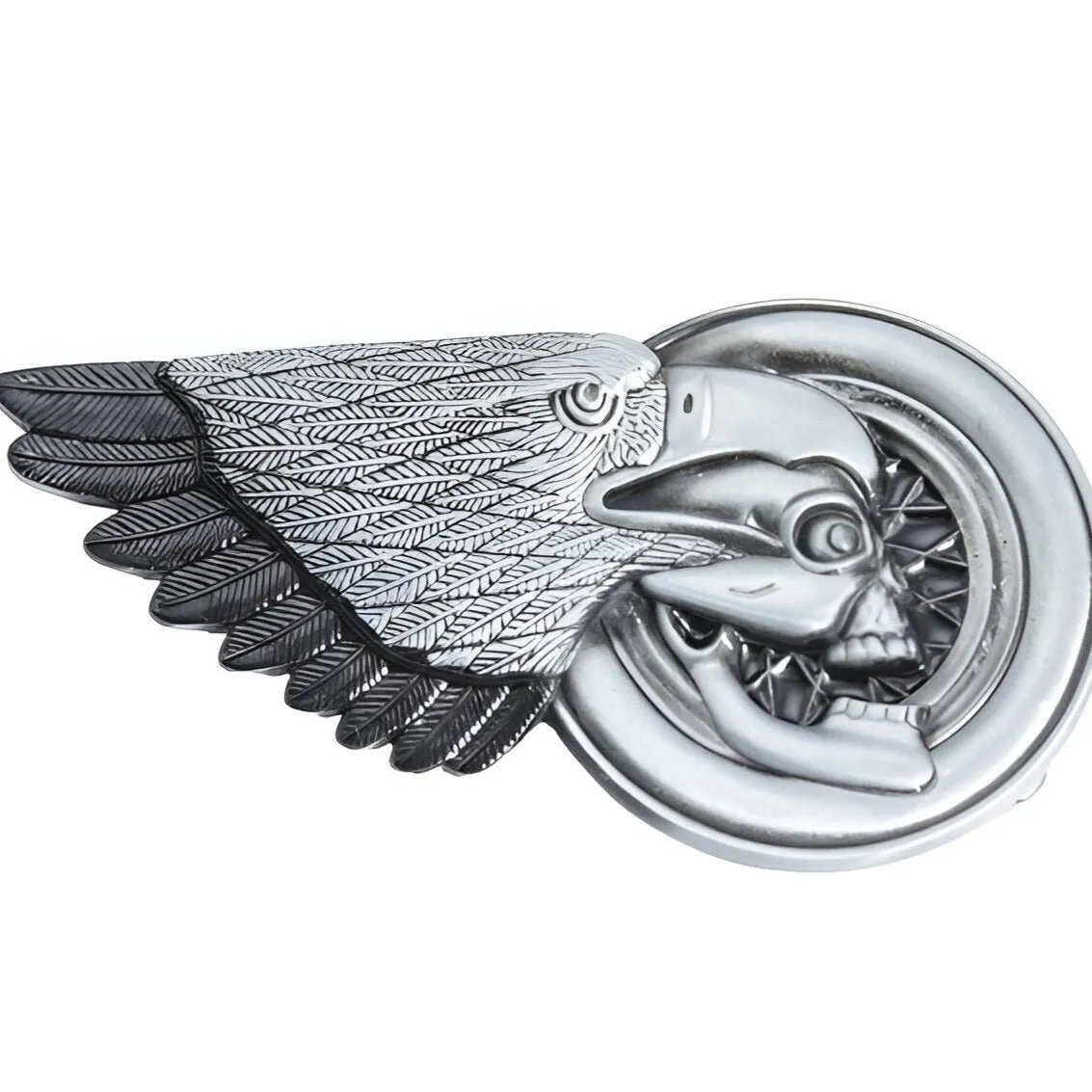 Boucle de ceinture crne sur roue de moto, modèle Blake