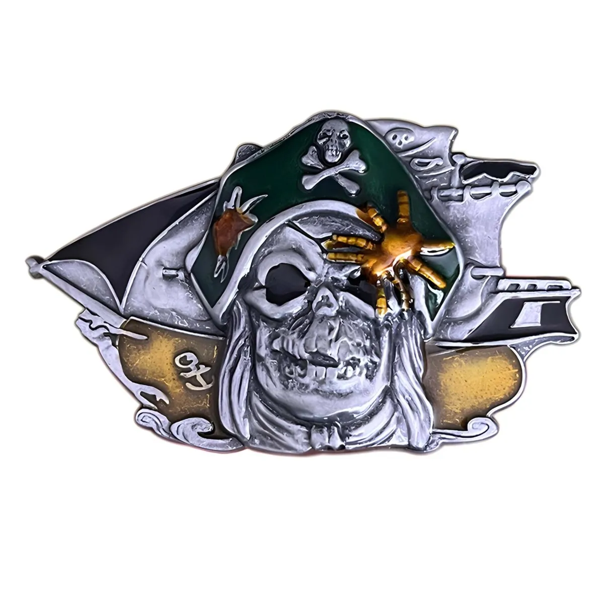 Boucle de ceinture Tête de Mort, pirate, modèle Colton
