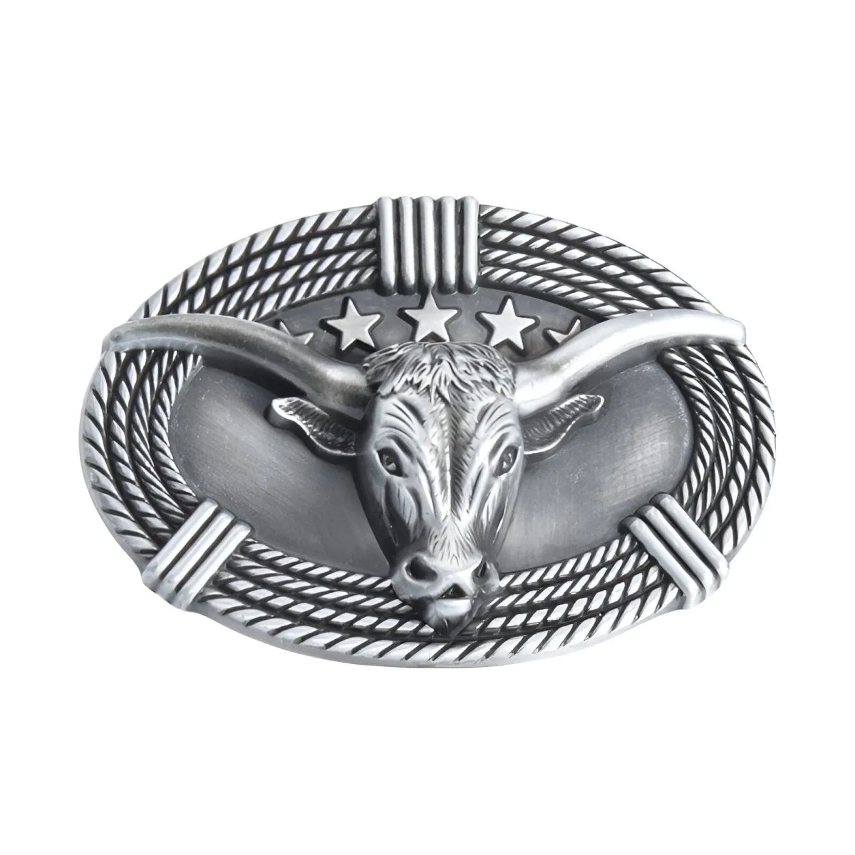 Boucle de ceinture Western, tête de taureau en relief, modèle Jess