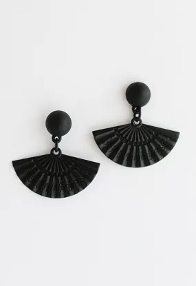Boucles d'Oreilles Éventail Plié Noir
