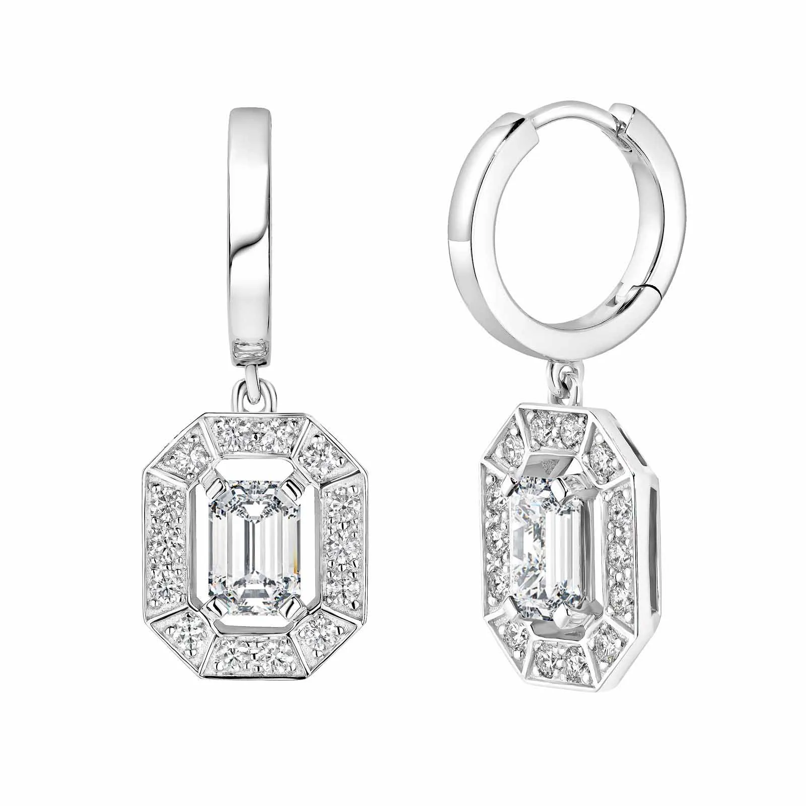 Boucles d’oreilles Or blanc 750 ‰ Diamant Art Déco
