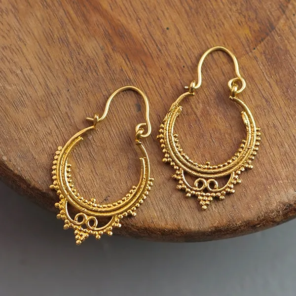 Boucles Indiennes Ethniques Dorées | Bijou Indien | Pankaj e-Boutique