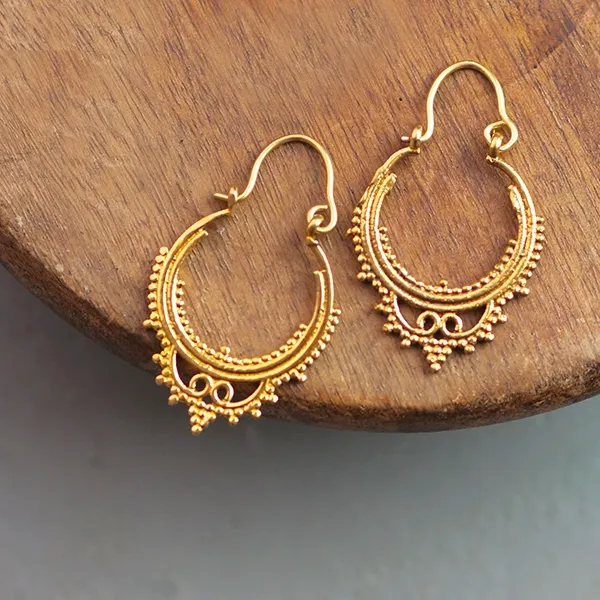 Boucles Indiennes Ethniques Dorées | Bijou Indien | Pankaj e-Boutique