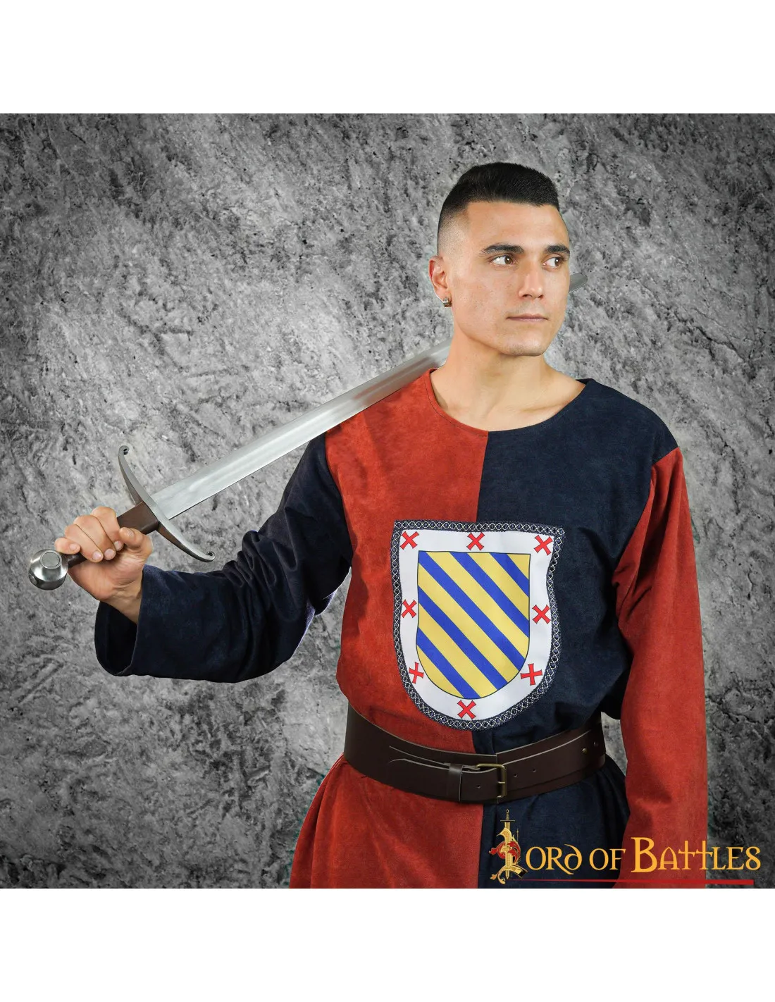 Bouclier héraldique bicolore tabard médiéval ⚔️ Boutique Épées