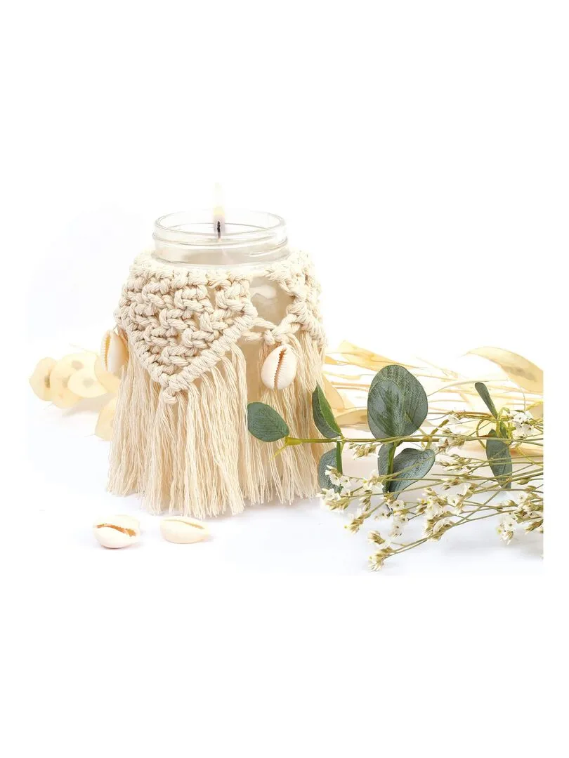 Bougie bohème en macramé à faire soi-même - N/A