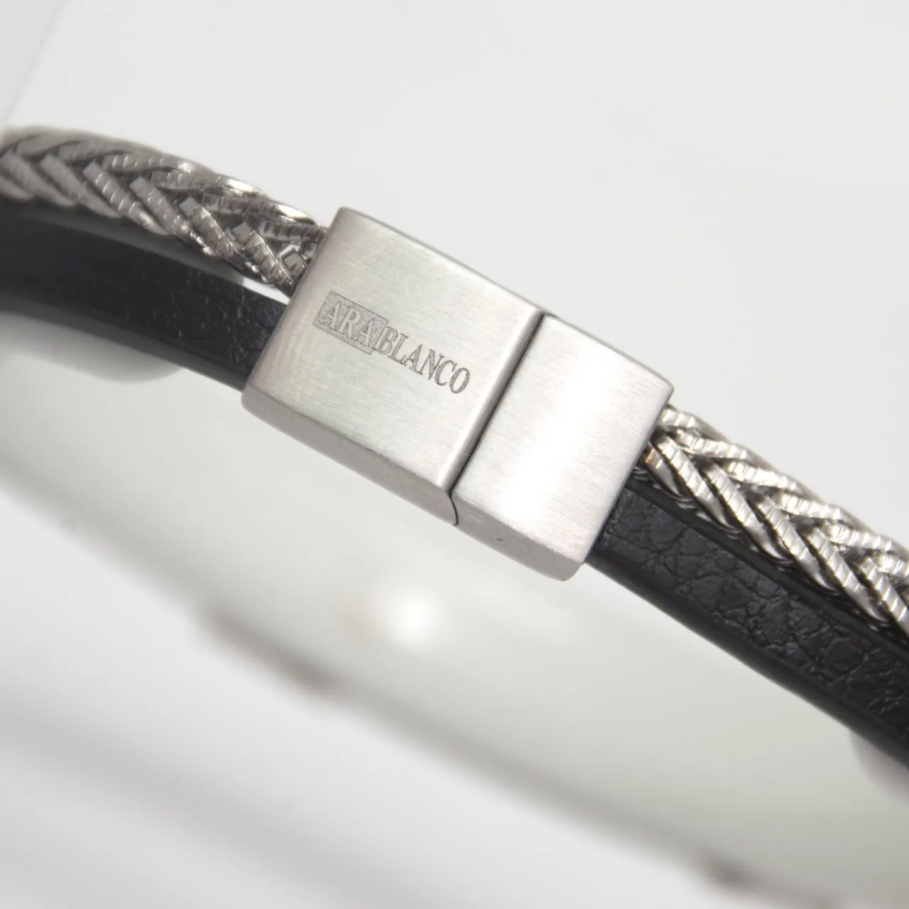 Bracelet Cuir et Tressé Argenté