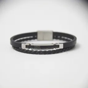 Bracelet cuir tressé et acier inoxydable