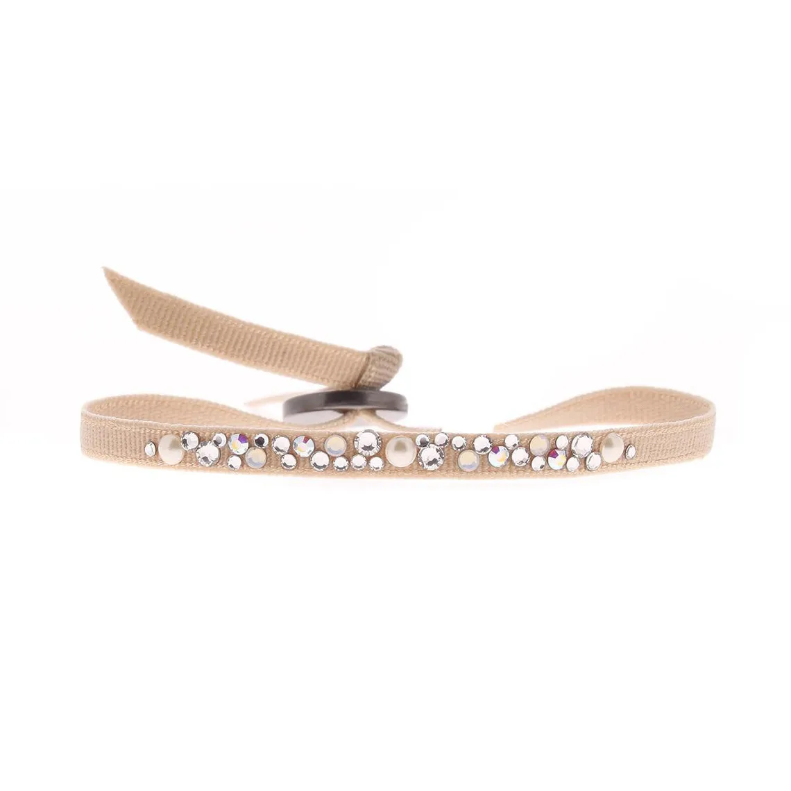 Bracelet Les Interchangeables A38386 - Bracelet Tissu Beige Cristaux Swarovski Les Interchangeables | 3 Suisses
