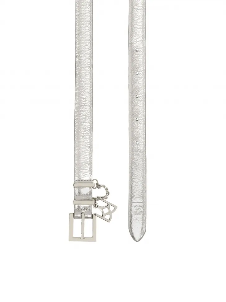 Ceinture argentée ornée de bijoux 