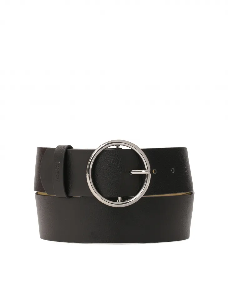 Ceinture large noire avec boucle argentée 