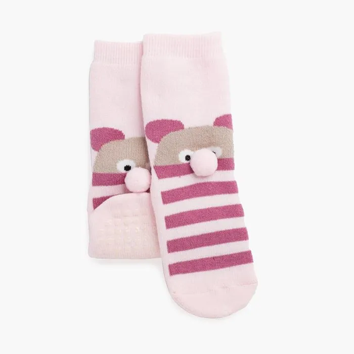 Chaussettes antidérapantes en éponge à pompons Bear