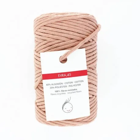 Cordon macramé 6mm recyclé Evra - rose thé