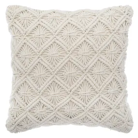 Coussin macramé Polycoton écru 40x40cm 