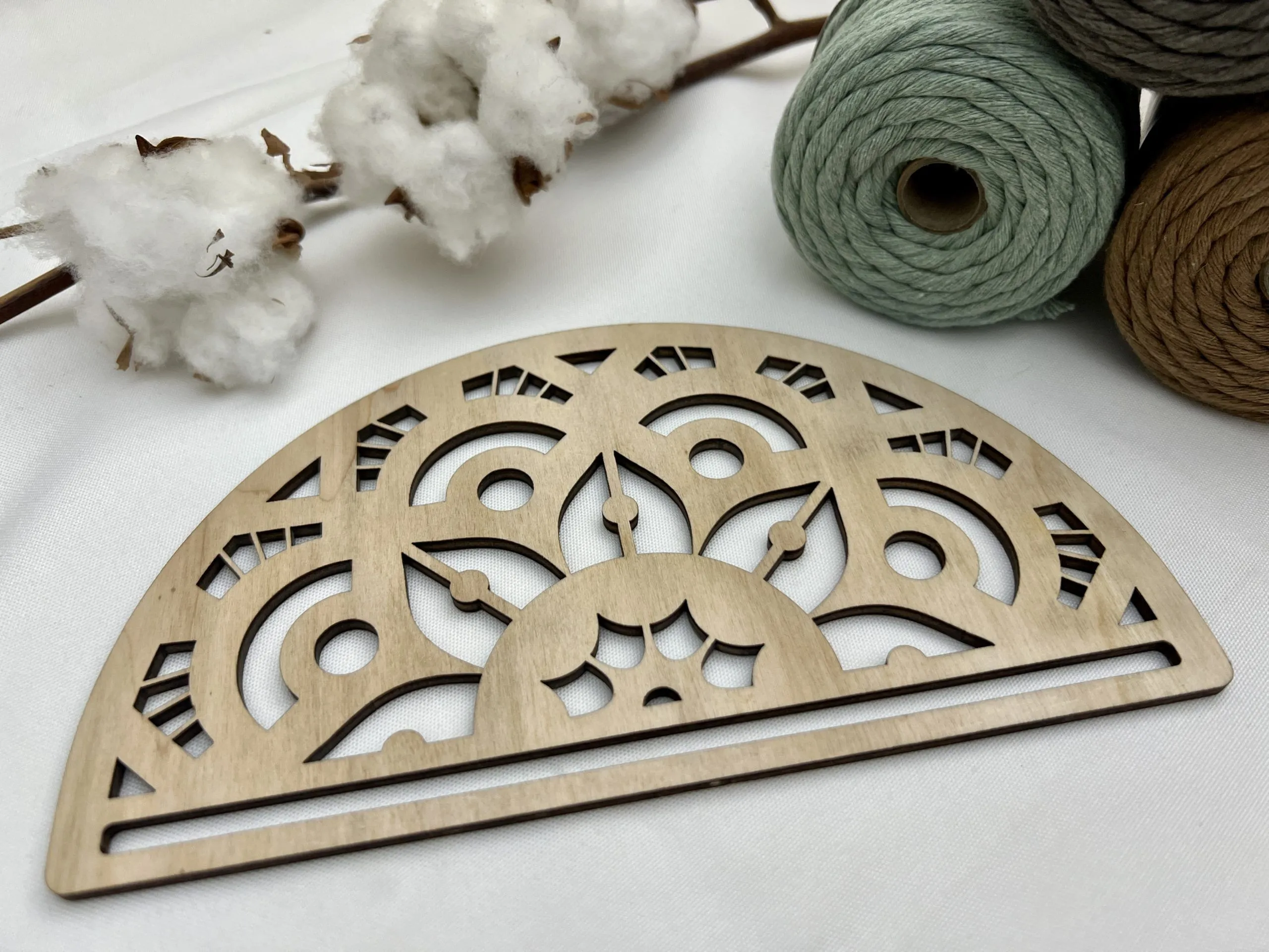Demi-Cercle bois "tissage macramé" ref5 20x12.2 cm - Lou Passion