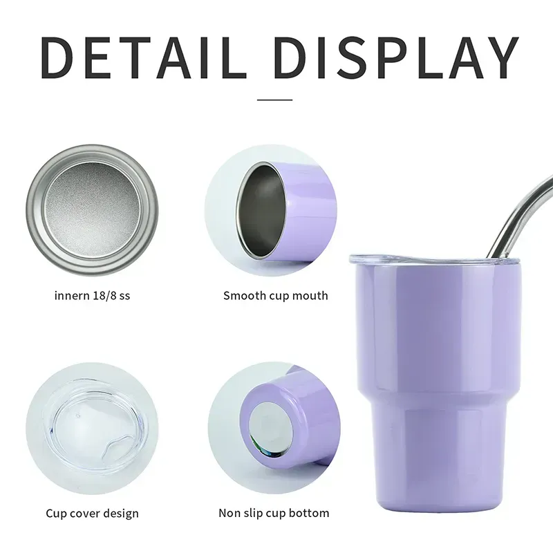En Gros 2oz Mini Tumbler Double En Acier Inoxydable Tasse À Vide Sublimation Shot Verre Gobelets Tasses Avec Paille Et Couvercle