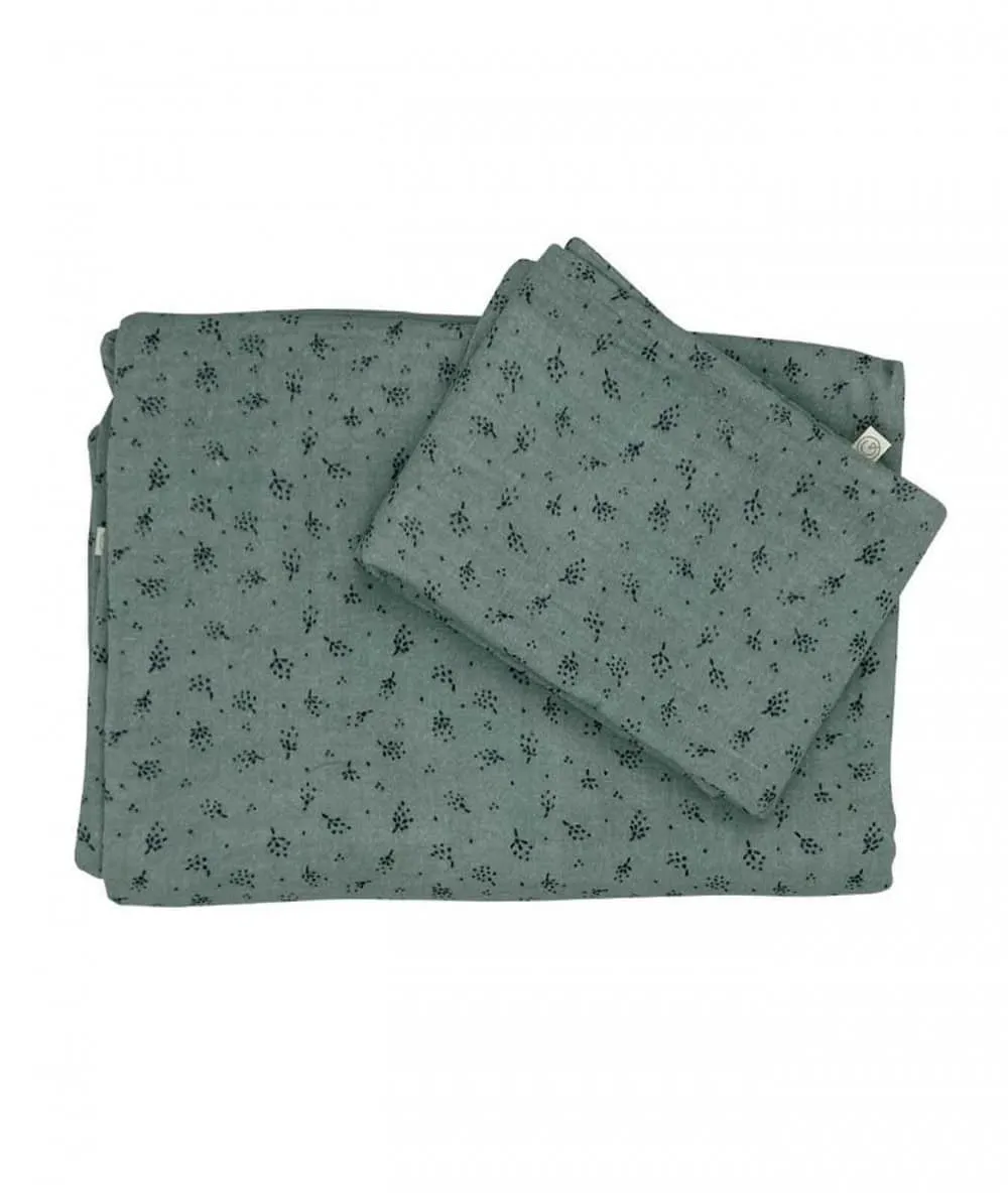 Gabrielle Paris : Parure de lit Etincelle Eucalyptus - 100% Ecoresponsable - Mer(e)veilleuse