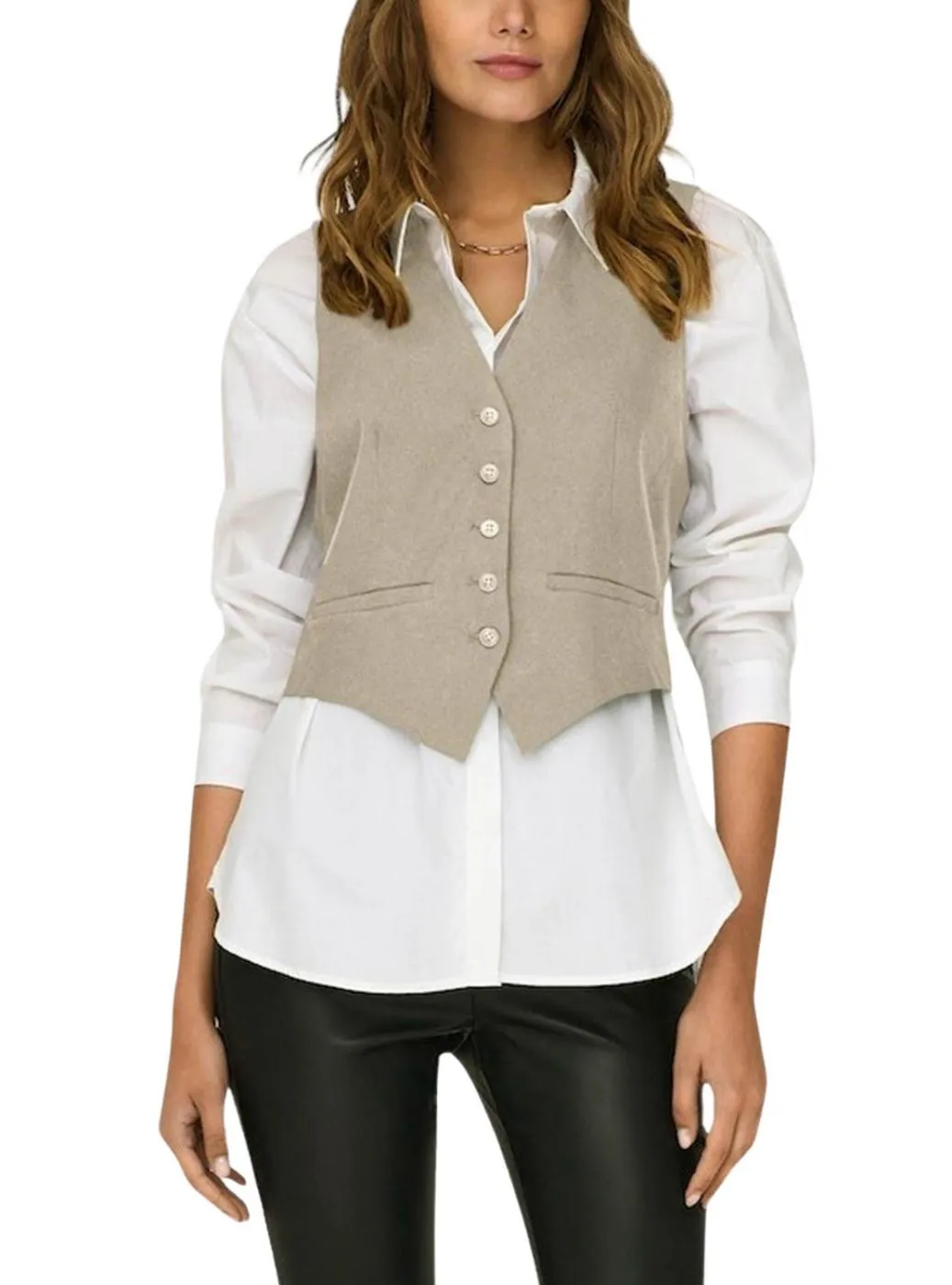 Gilet Only Diane Beige pour Femme