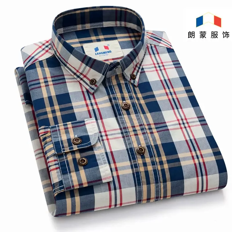 Importé - Chemise Homme 100% Coton à Carreaux Manches Longues