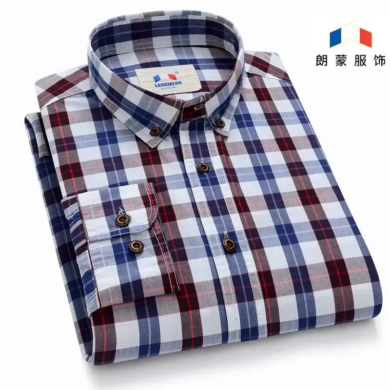 Importé - Chemise Homme 100% Coton à Carreaux Manches Longues