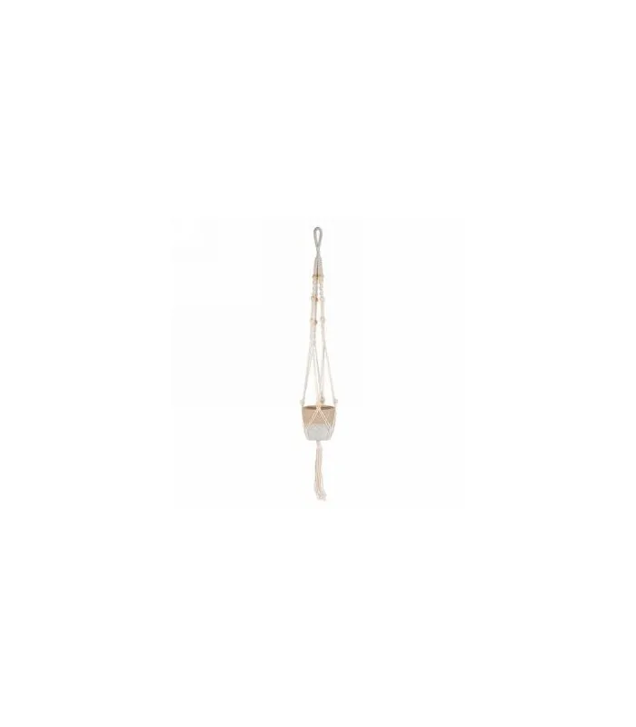 JARDINIÈRE EN MACRAMÉ NATUREL AVEC BILLES 37''
