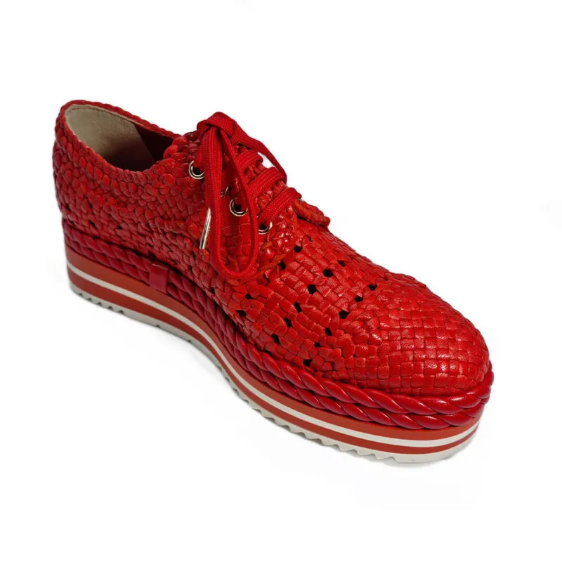 Le derby en cuir tressé rouge - Pons Quintana - Scarpe chaussures