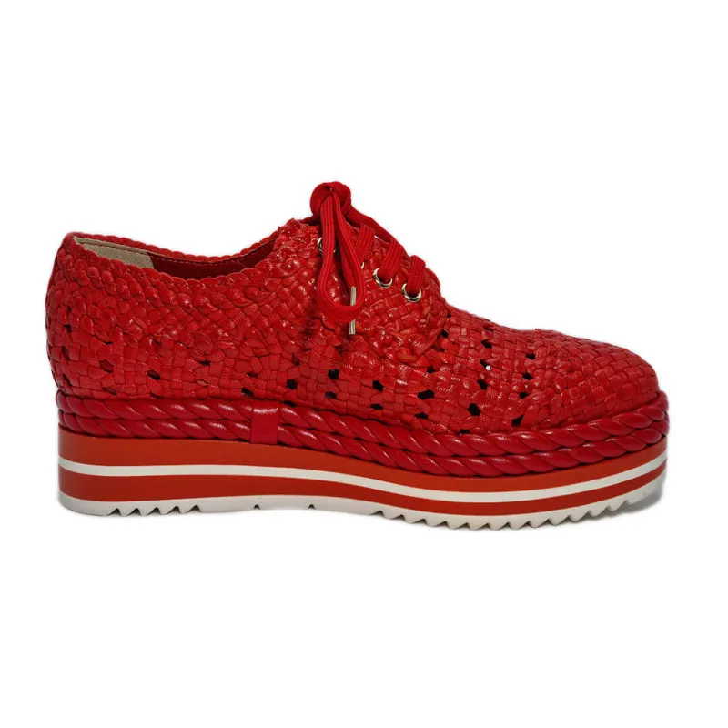 Le derby en cuir tressé rouge - Pons Quintana - Scarpe chaussures