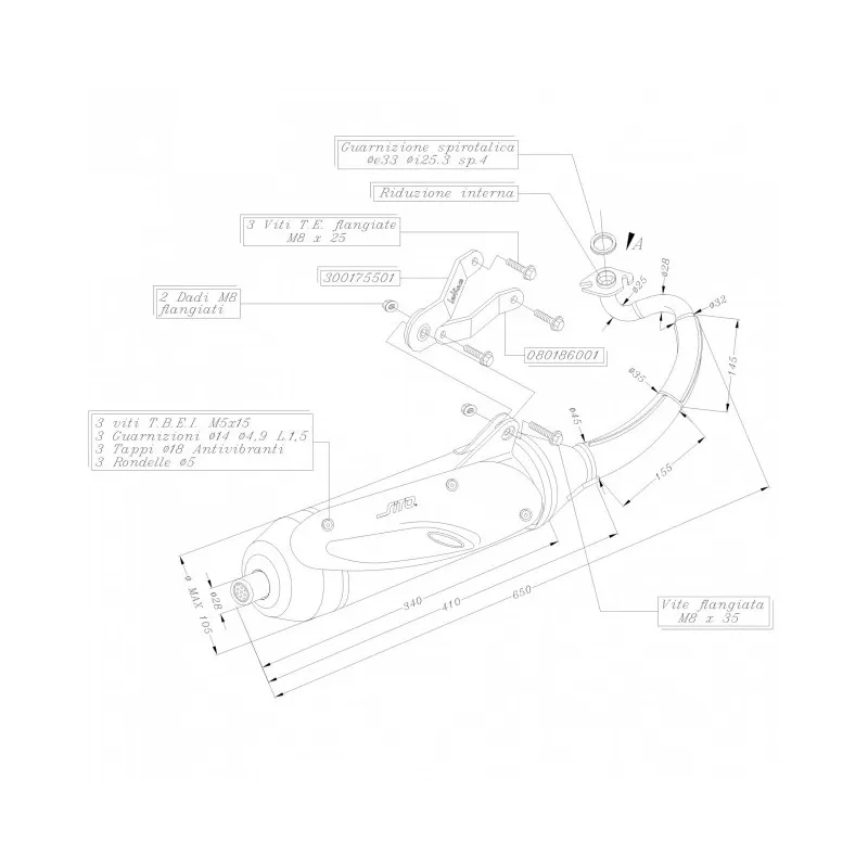 Ligne Echappement Sito 0716 Yamaha YQ 50 R Aerox 04-12