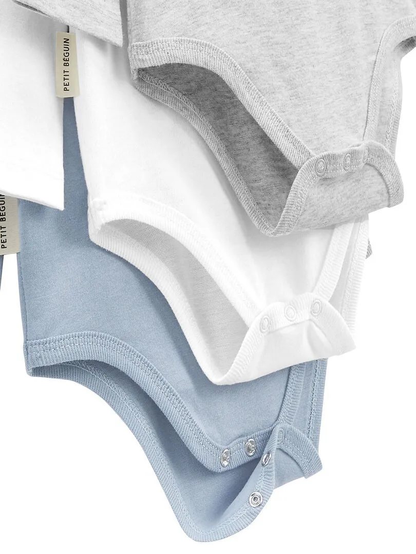 Lot de 3 bodies bébé manches longues - Gris Gris