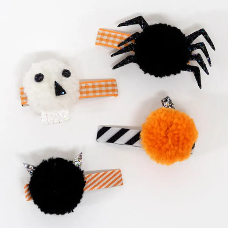 MERI MERI - ENSEMBLE DE 4 BARRETTES POMPONS HALLOWEEN - littlecasba.com