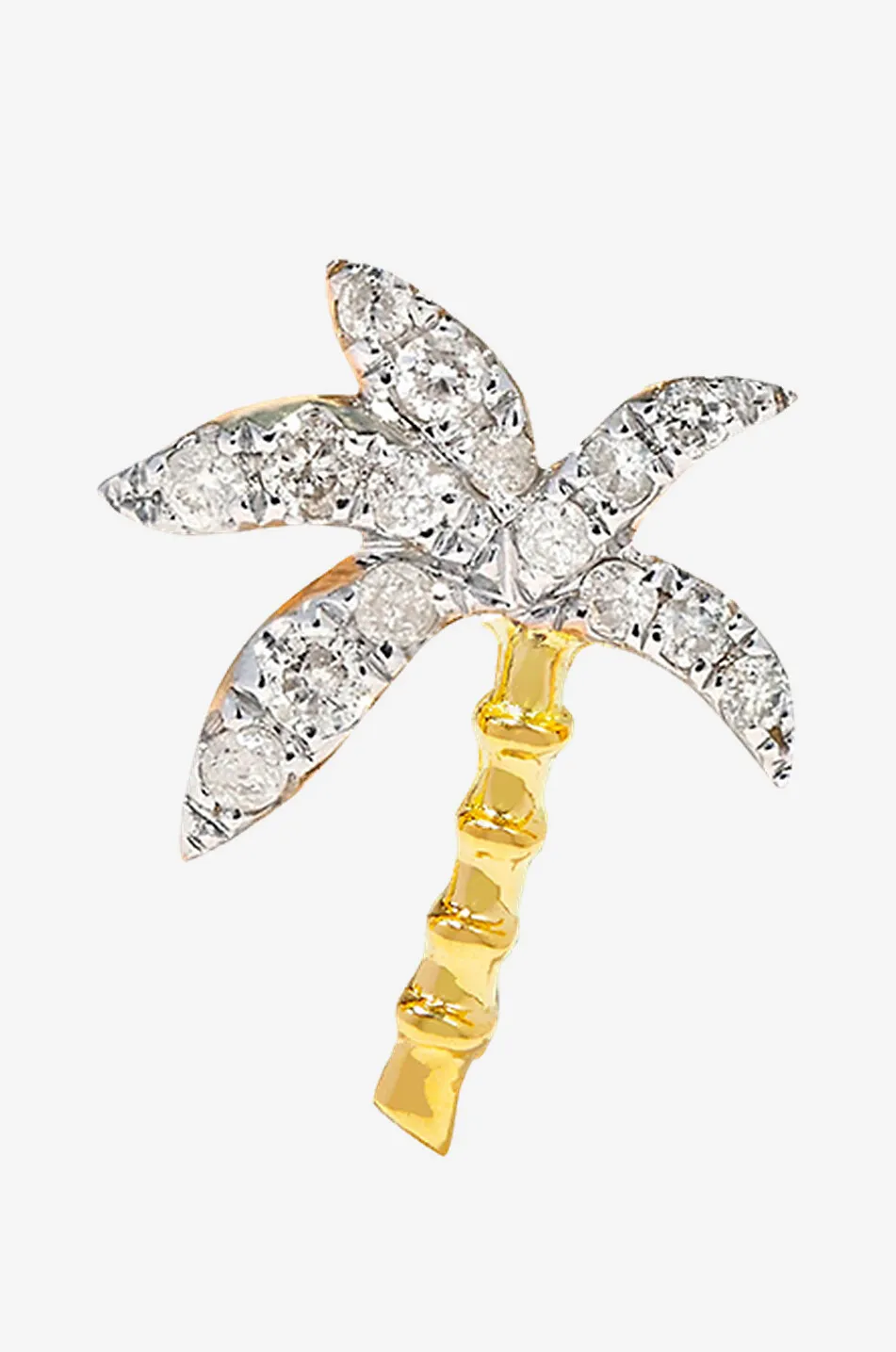 Mono clou d'oreilles en or jaune et diamants Palmier