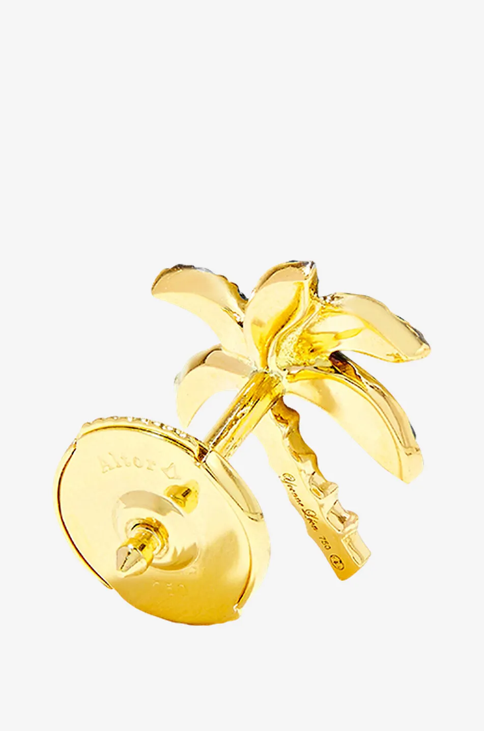 Mono clou d'oreilles en or jaune et diamants Palmier