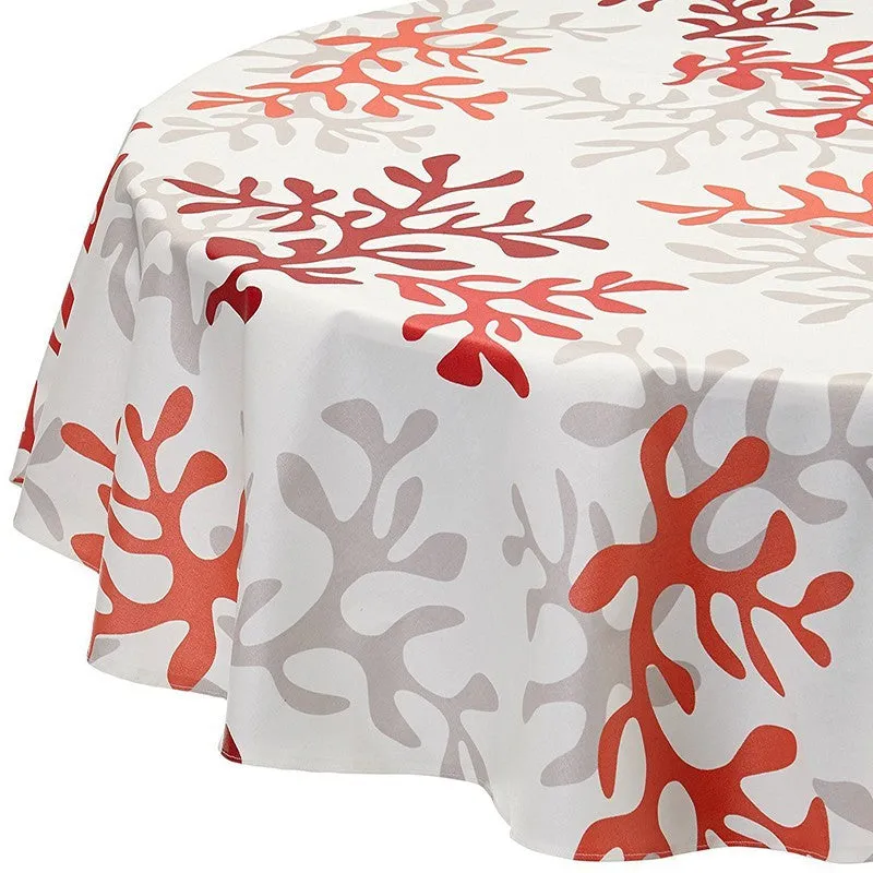 Nappe enduite Corail rouge - Ovale 160x240cm Fleur de Soleil 