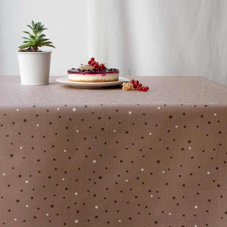 Nappe enduite Etoiles taupe taupe - Rectangle 160x200cm Fleur de Solei 