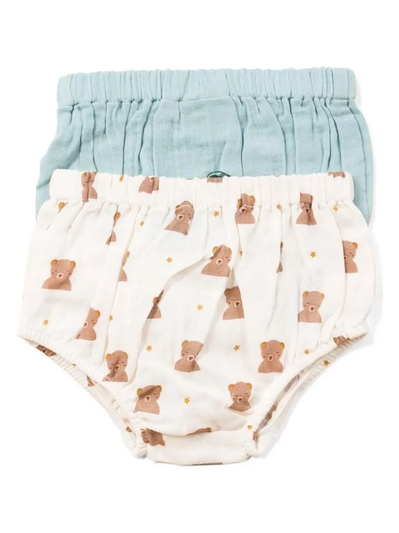 Pack 2 Bloomers en Gaze de Coton Bio - Bleu