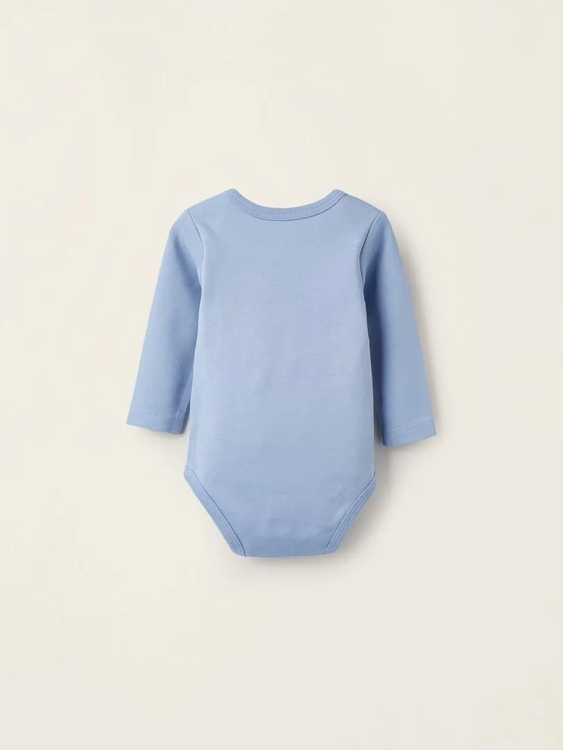 Pack de 4 bodies pour bébé et nouveau-né 'Trains' manches longues ESSENTIALS LINE - Multicolore