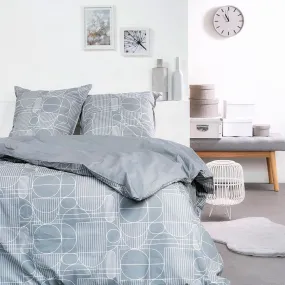 Parure de lit coton motif circulaires gris 220x240cm 