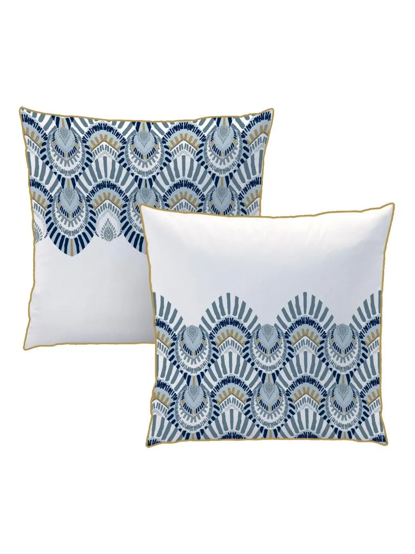 Parure de lit imprimée 100% coton, OCELLUS - Blanc