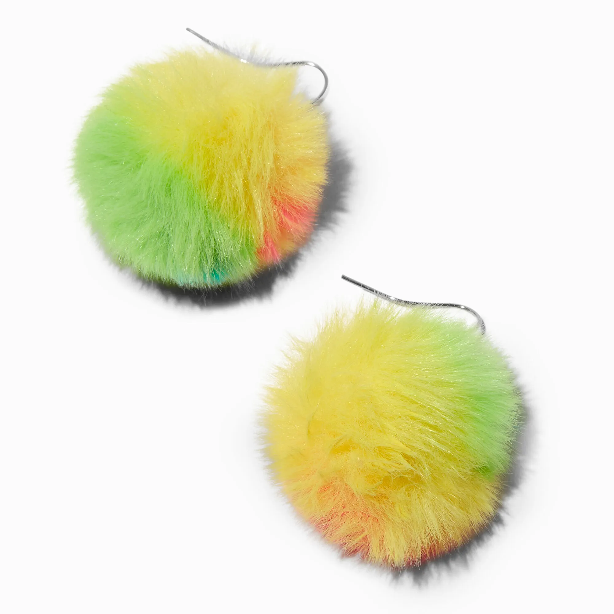 Pendantes 5 cm pompons verts et jaunes